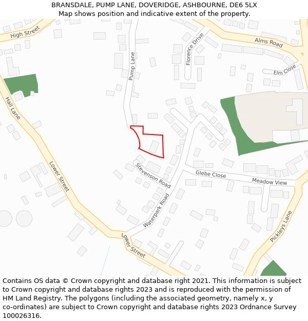 BRANSDALE, PUMP LANE, DOVERIDGE, ASHBOURNE, DE6 5LX: Location map and indicative extent of plot