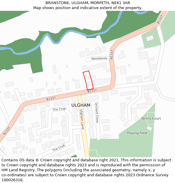 BRANSTONE, ULGHAM, MORPETH, NE61 3AR: Location map and indicative extent of plot