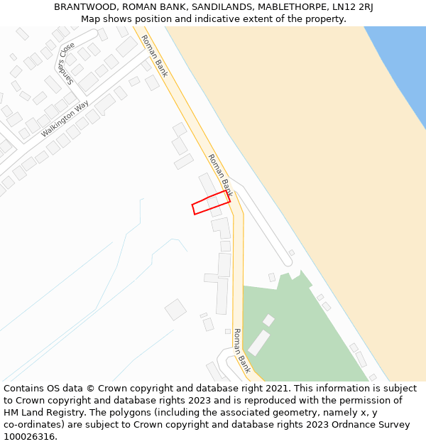 BRANTWOOD, ROMAN BANK, SANDILANDS, MABLETHORPE, LN12 2RJ: Location map and indicative extent of plot