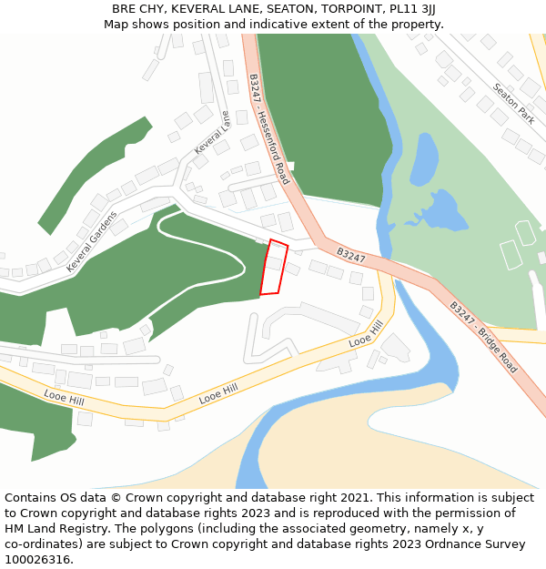 BRE CHY, KEVERAL LANE, SEATON, TORPOINT, PL11 3JJ: Location map and indicative extent of plot