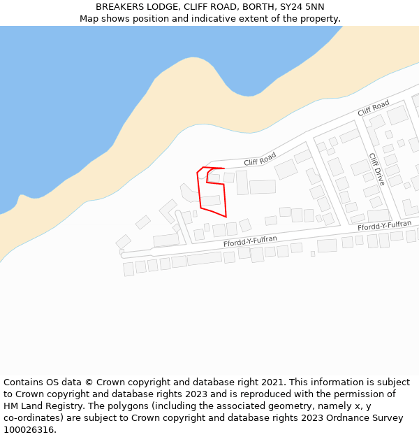 BREAKERS LODGE, CLIFF ROAD, BORTH, SY24 5NN: Location map and indicative extent of plot
