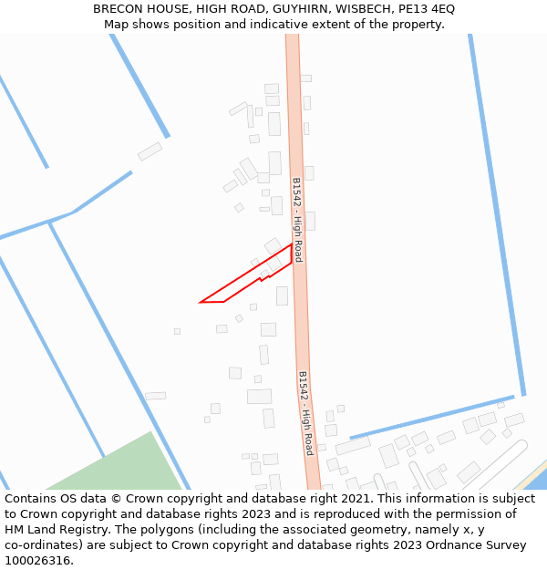 BRECON HOUSE, HIGH ROAD, GUYHIRN, WISBECH, PE13 4EQ: Location map and indicative extent of plot