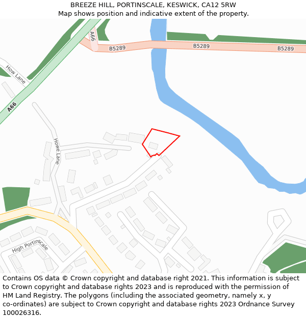 BREEZE HILL, PORTINSCALE, KESWICK, CA12 5RW: Location map and indicative extent of plot