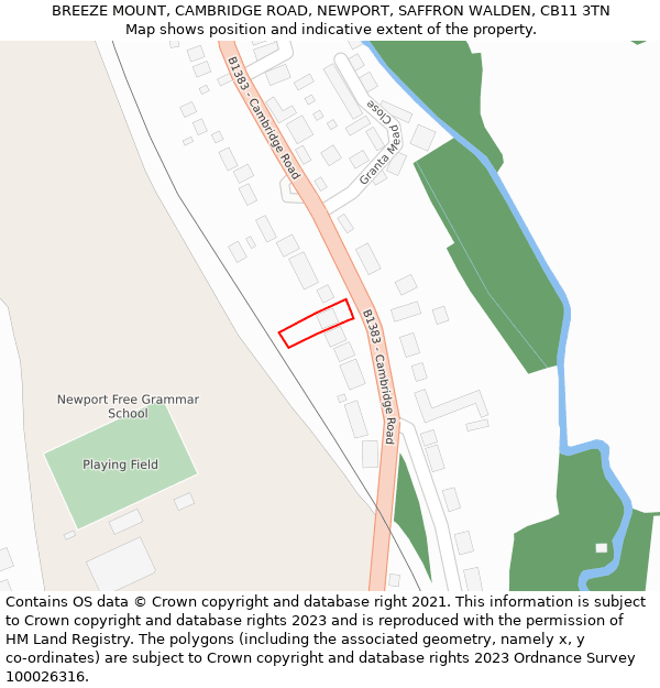 BREEZE MOUNT, CAMBRIDGE ROAD, NEWPORT, SAFFRON WALDEN, CB11 3TN: Location map and indicative extent of plot