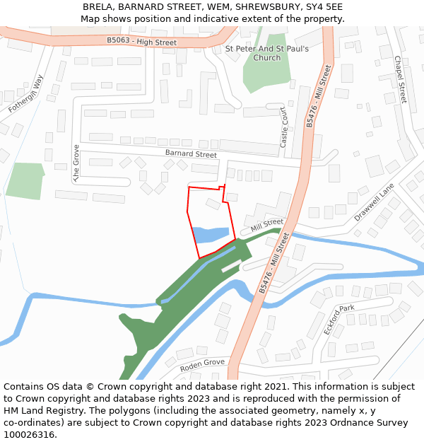 BRELA, BARNARD STREET, WEM, SHREWSBURY, SY4 5EE: Location map and indicative extent of plot