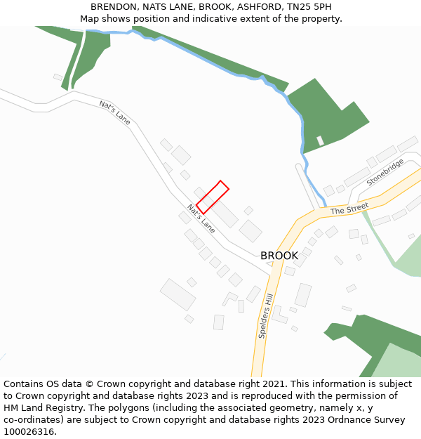 BRENDON, NATS LANE, BROOK, ASHFORD, TN25 5PH: Location map and indicative extent of plot
