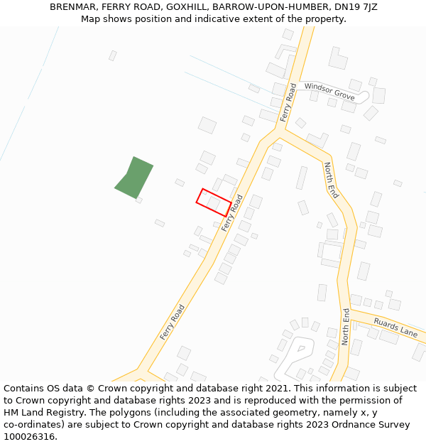 BRENMAR, FERRY ROAD, GOXHILL, BARROW-UPON-HUMBER, DN19 7JZ: Location map and indicative extent of plot