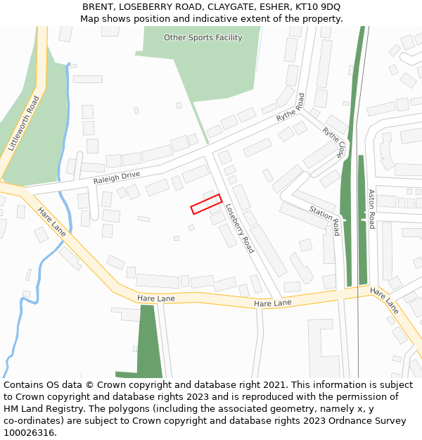 BRENT, LOSEBERRY ROAD, CLAYGATE, ESHER, KT10 9DQ: Location map and indicative extent of plot