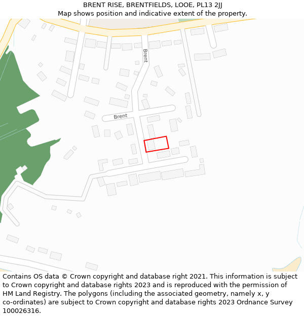 BRENT RISE, BRENTFIELDS, LOOE, PL13 2JJ: Location map and indicative extent of plot