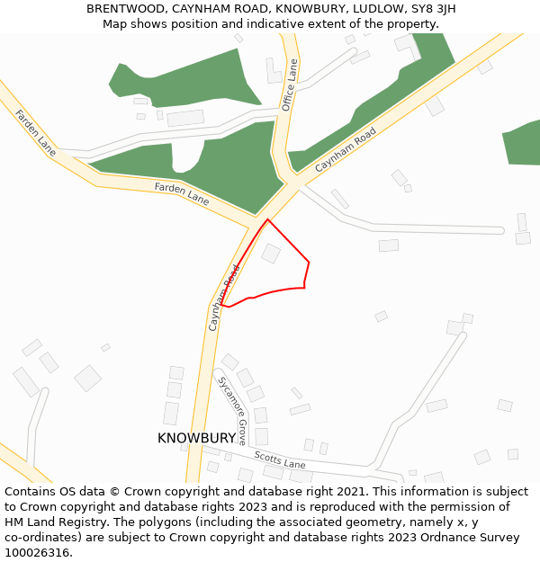 BRENTWOOD, CAYNHAM ROAD, KNOWBURY, LUDLOW, SY8 3JH: Location map and indicative extent of plot