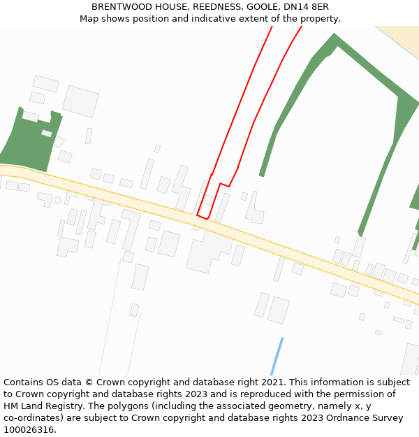 BRENTWOOD HOUSE, REEDNESS, GOOLE, DN14 8ER: Location map and indicative extent of plot