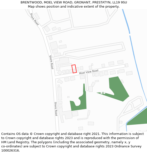 BRENTWOOD, MOEL VIEW ROAD, GRONANT, PRESTATYN, LL19 9SU: Location map and indicative extent of plot