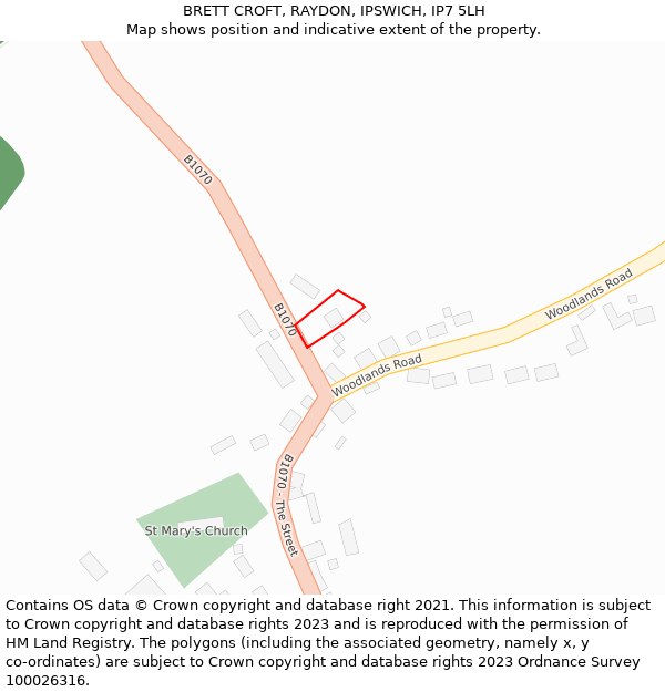 BRETT CROFT, RAYDON, IPSWICH, IP7 5LH: Location map and indicative extent of plot