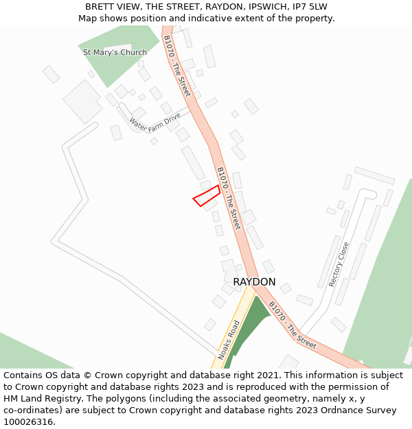 BRETT VIEW, THE STREET, RAYDON, IPSWICH, IP7 5LW: Location map and indicative extent of plot