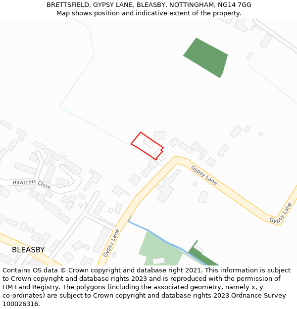 BRETTSFIELD, GYPSY LANE, BLEASBY, NOTTINGHAM, NG14 7GG: Location map and indicative extent of plot