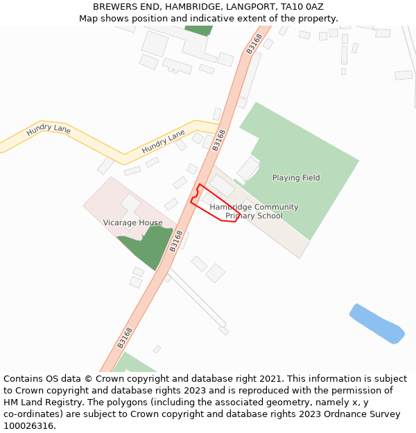 BREWERS END, HAMBRIDGE, LANGPORT, TA10 0AZ: Location map and indicative extent of plot