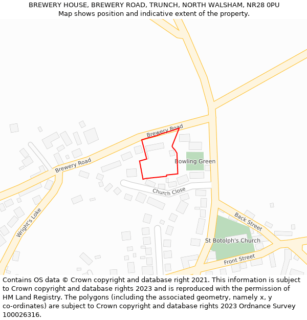 BREWERY HOUSE, BREWERY ROAD, TRUNCH, NORTH WALSHAM, NR28 0PU: Location map and indicative extent of plot