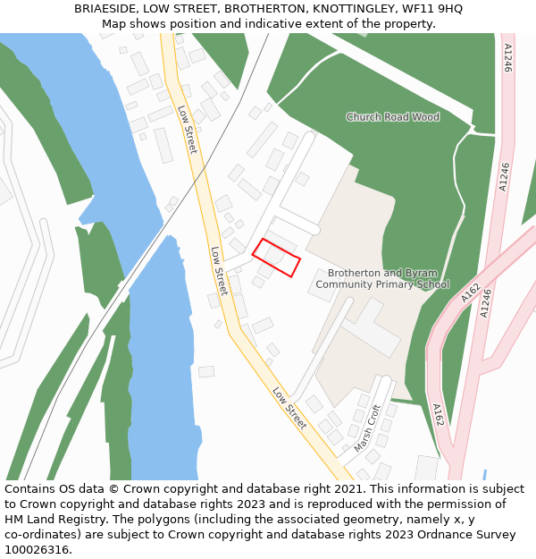 BRIAESIDE, LOW STREET, BROTHERTON, KNOTTINGLEY, WF11 9HQ: Location map and indicative extent of plot