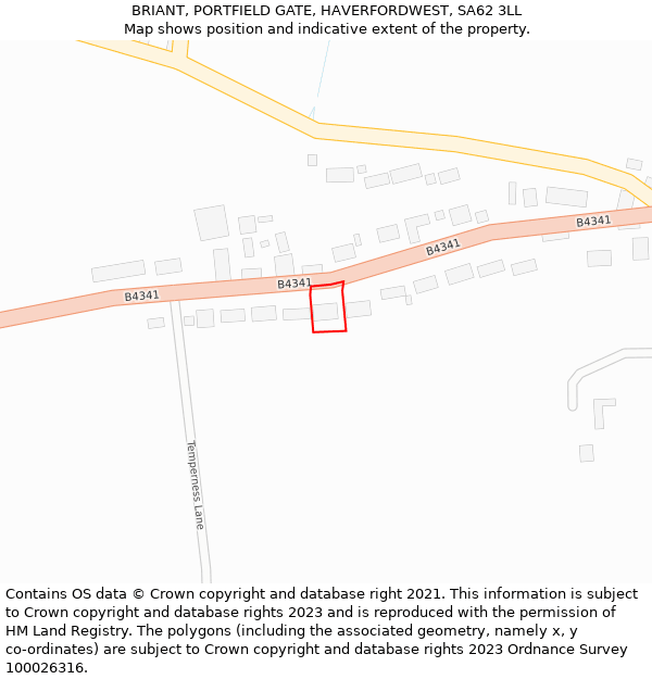 BRIANT, PORTFIELD GATE, HAVERFORDWEST, SA62 3LL: Location map and indicative extent of plot