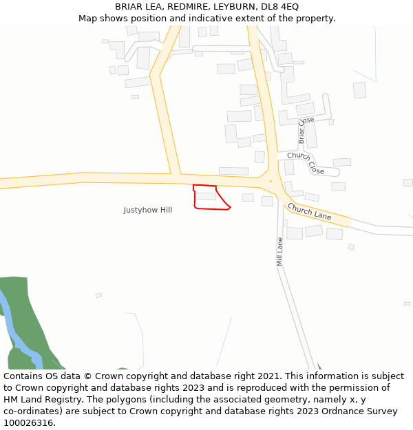 BRIAR LEA, REDMIRE, LEYBURN, DL8 4EQ: Location map and indicative extent of plot