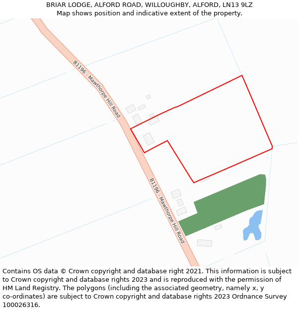 BRIAR LODGE, ALFORD ROAD, WILLOUGHBY, ALFORD, LN13 9LZ: Location map and indicative extent of plot