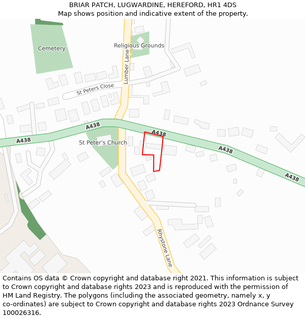 BRIAR PATCH, LUGWARDINE, HEREFORD, HR1 4DS: Location map and indicative extent of plot