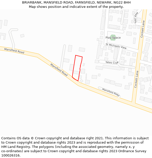 BRIARBANK, MANSFIELD ROAD, FARNSFIELD, NEWARK, NG22 8HH: Location map and indicative extent of plot