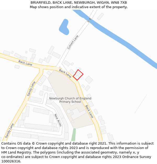 BRIARFIELD, BACK LANE, NEWBURGH, WIGAN, WN8 7XB: Location map and indicative extent of plot