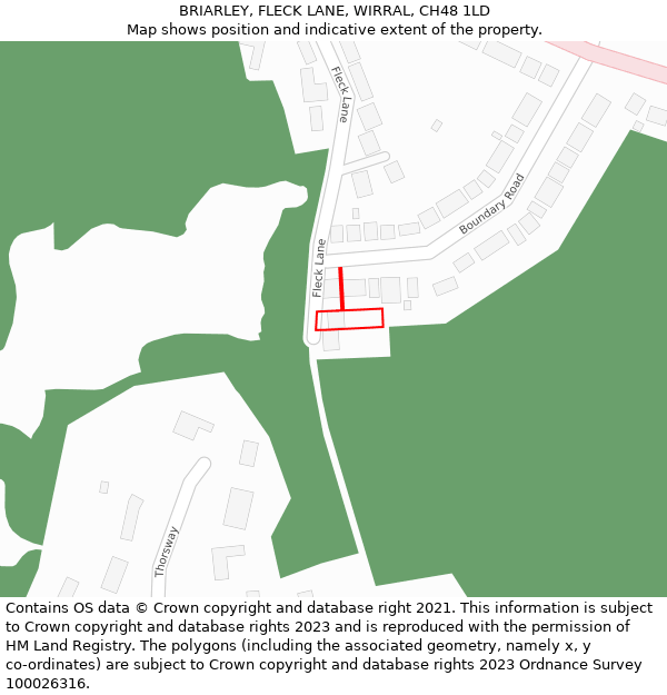 BRIARLEY, FLECK LANE, WIRRAL, CH48 1LD: Location map and indicative extent of plot
