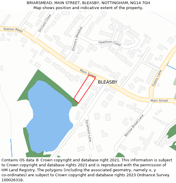 BRIARSMEAD, MAIN STREET, BLEASBY, NOTTINGHAM, NG14 7GH: Location map and indicative extent of plot