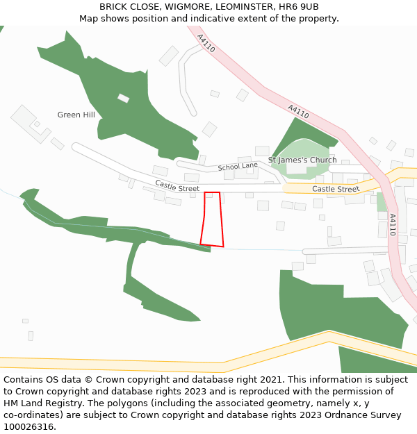 BRICK CLOSE, WIGMORE, LEOMINSTER, HR6 9UB: Location map and indicative extent of plot