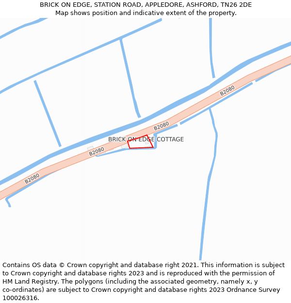 BRICK ON EDGE, STATION ROAD, APPLEDORE, ASHFORD, TN26 2DE: Location map and indicative extent of plot