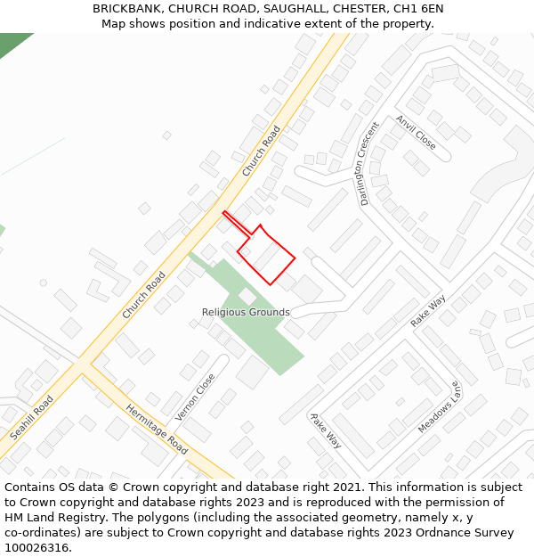 BRICKBANK, CHURCH ROAD, SAUGHALL, CHESTER, CH1 6EN: Location map and indicative extent of plot