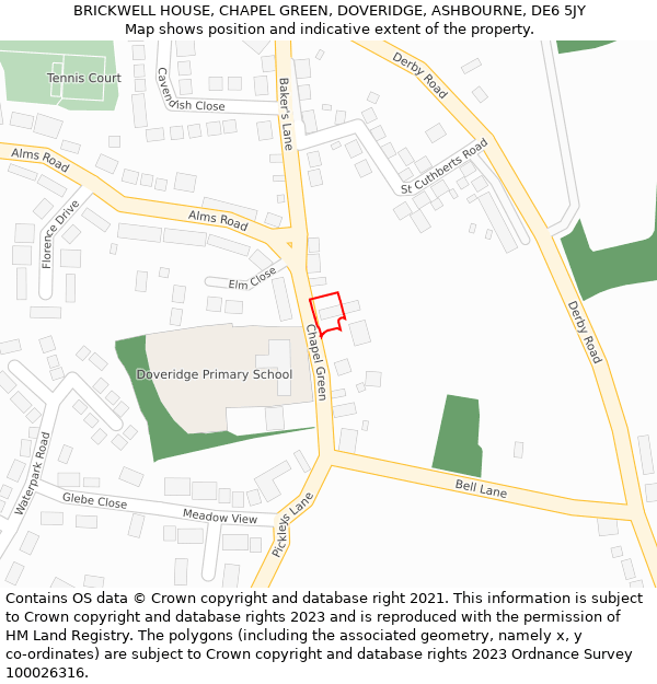 BRICKWELL HOUSE, CHAPEL GREEN, DOVERIDGE, ASHBOURNE, DE6 5JY: Location map and indicative extent of plot
