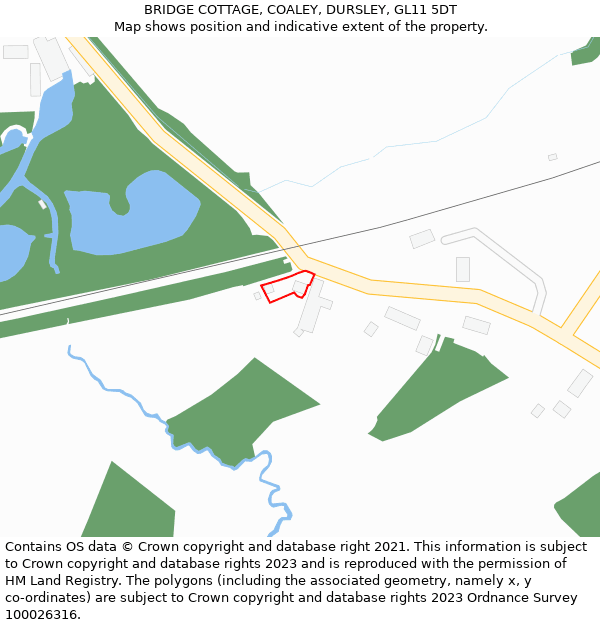 BRIDGE COTTAGE, COALEY, DURSLEY, GL11 5DT: Location map and indicative extent of plot