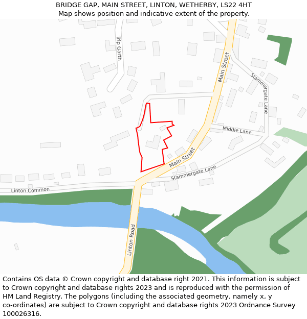 BRIDGE GAP, MAIN STREET, LINTON, WETHERBY, LS22 4HT: Location map and indicative extent of plot