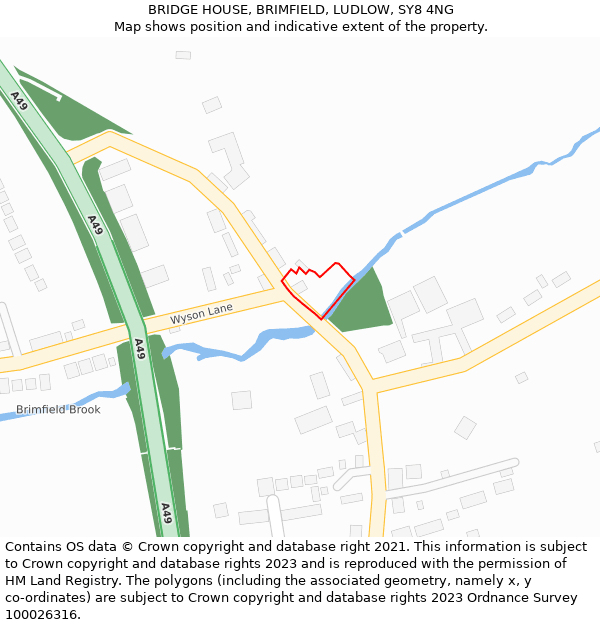 BRIDGE HOUSE, BRIMFIELD, LUDLOW, SY8 4NG: Location map and indicative extent of plot