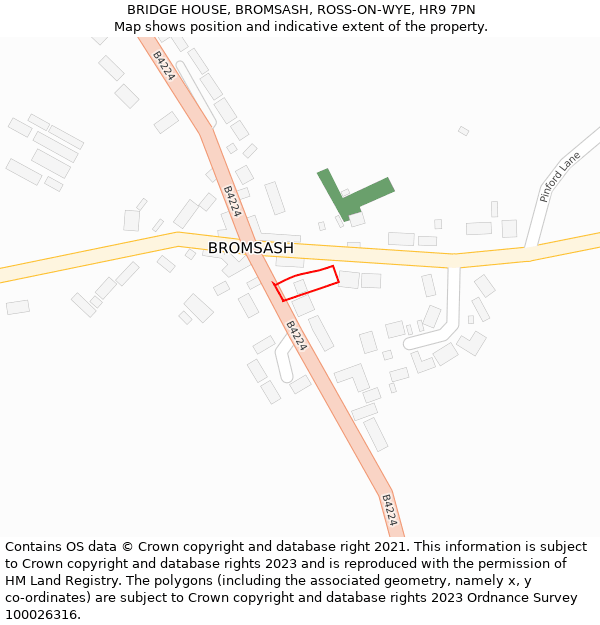 BRIDGE HOUSE, BROMSASH, ROSS-ON-WYE, HR9 7PN: Location map and indicative extent of plot