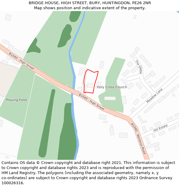 BRIDGE HOUSE, HIGH STREET, BURY, HUNTINGDON, PE26 2NR: Location map and indicative extent of plot