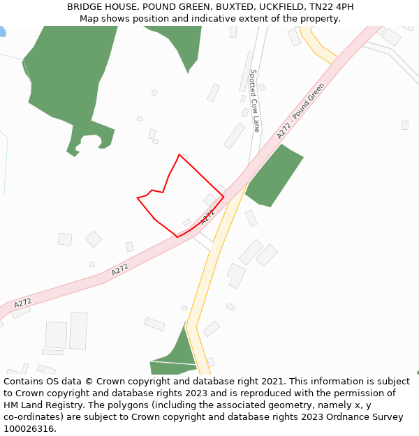 BRIDGE HOUSE, POUND GREEN, BUXTED, UCKFIELD, TN22 4PH: Location map and indicative extent of plot