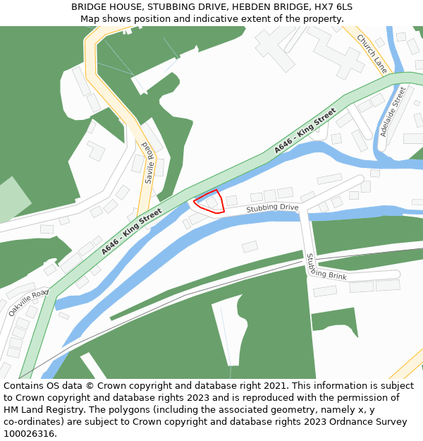 BRIDGE HOUSE, STUBBING DRIVE, HEBDEN BRIDGE, HX7 6LS: Location map and indicative extent of plot