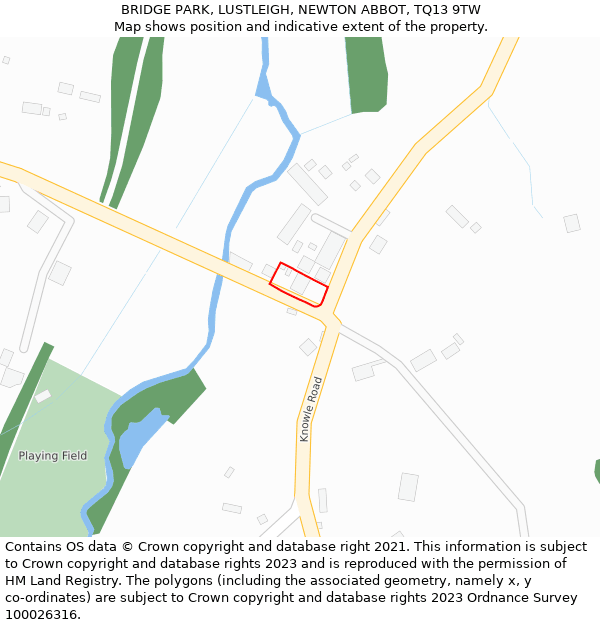 BRIDGE PARK, LUSTLEIGH, NEWTON ABBOT, TQ13 9TW: Location map and indicative extent of plot