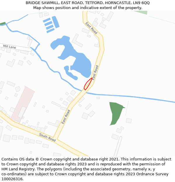 BRIDGE SAWMILL, EAST ROAD, TETFORD, HORNCASTLE, LN9 6QQ: Location map and indicative extent of plot