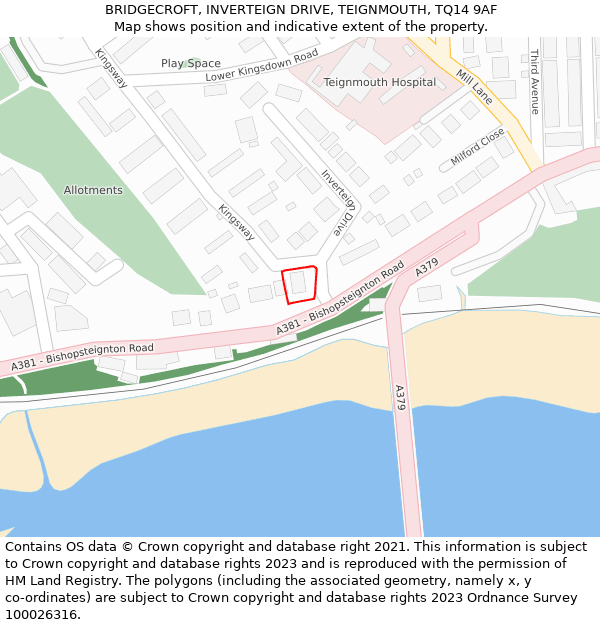 BRIDGECROFT, INVERTEIGN DRIVE, TEIGNMOUTH, TQ14 9AF: Location map and indicative extent of plot