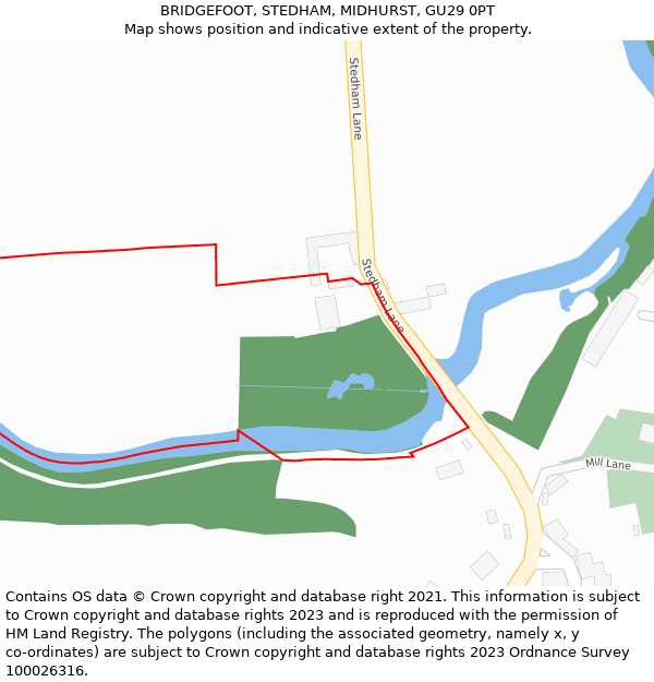 BRIDGEFOOT, STEDHAM, MIDHURST, GU29 0PT: Location map and indicative extent of plot