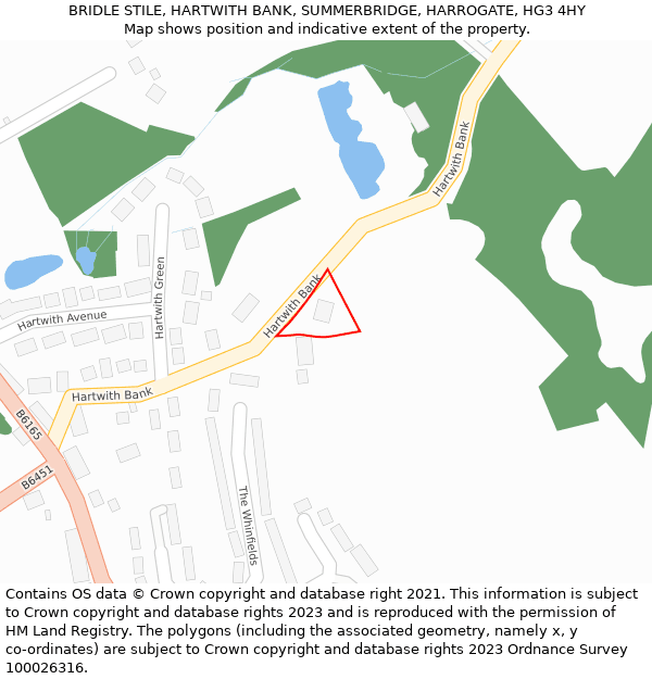 BRIDLE STILE, HARTWITH BANK, SUMMERBRIDGE, HARROGATE, HG3 4HY: Location map and indicative extent of plot