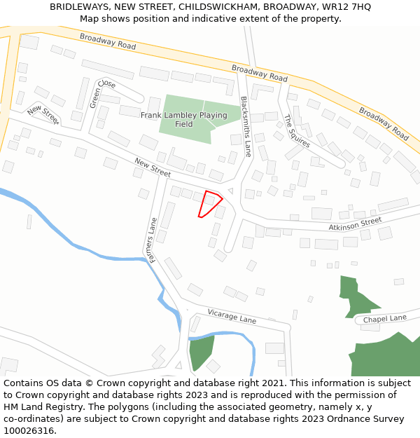 BRIDLEWAYS, NEW STREET, CHILDSWICKHAM, BROADWAY, WR12 7HQ: Location map and indicative extent of plot