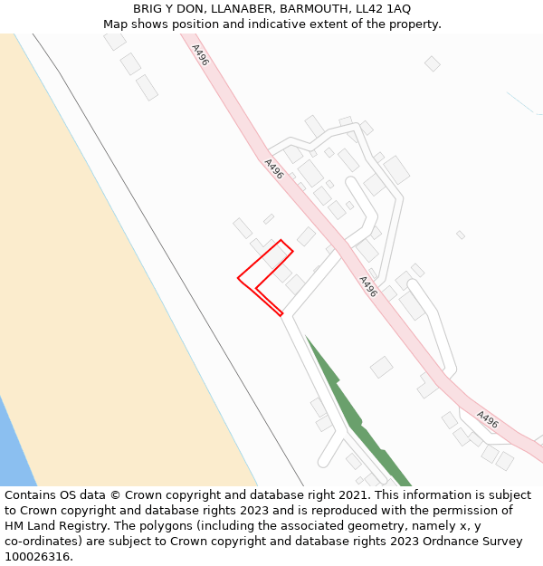 BRIG Y DON, LLANABER, BARMOUTH, LL42 1AQ: Location map and indicative extent of plot