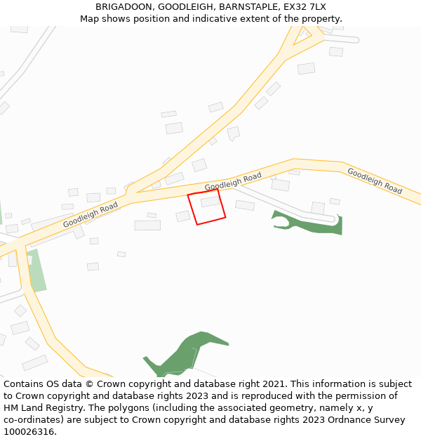 BRIGADOON, GOODLEIGH, BARNSTAPLE, EX32 7LX: Location map and indicative extent of plot