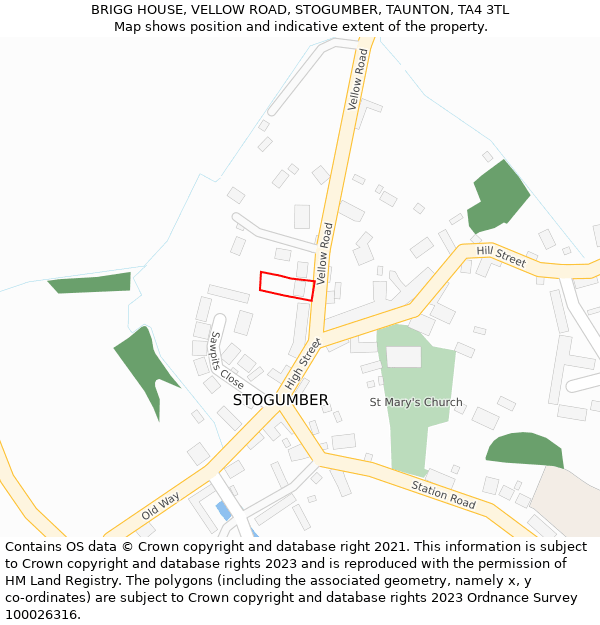 BRIGG HOUSE, VELLOW ROAD, STOGUMBER, TAUNTON, TA4 3TL: Location map and indicative extent of plot